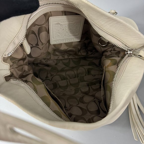 COACH # 1417 Off-White Leather Top Zip Shoulder Bag - Picture 11 of 13